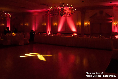 Up lighting for wedding reception dance floor by Maria Celeste Photography