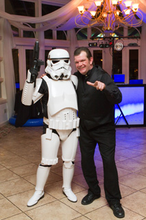 DJ Scott E. Hemming with Star Wars Storm Trooper at Bar Mitzvah