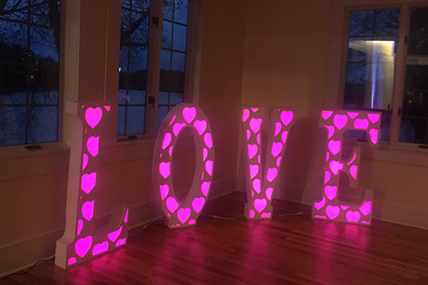 Pink light up LOVE letters