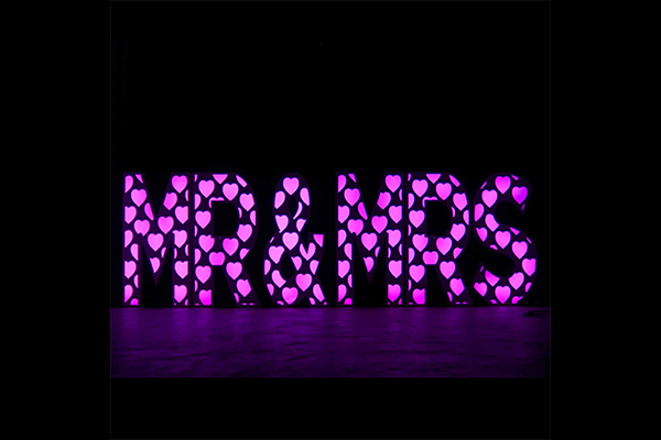 Mr. and Mrs. light up letters