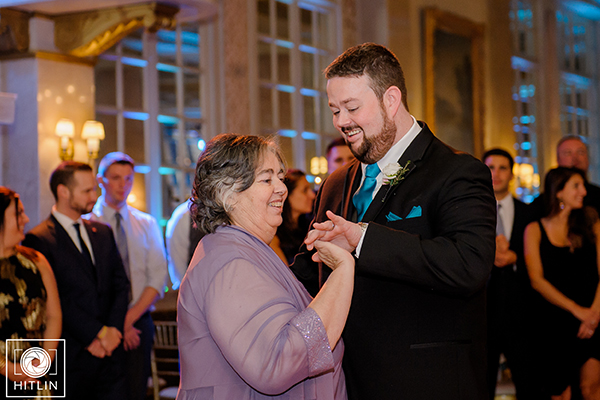 Mother and son dancing at wedding reception