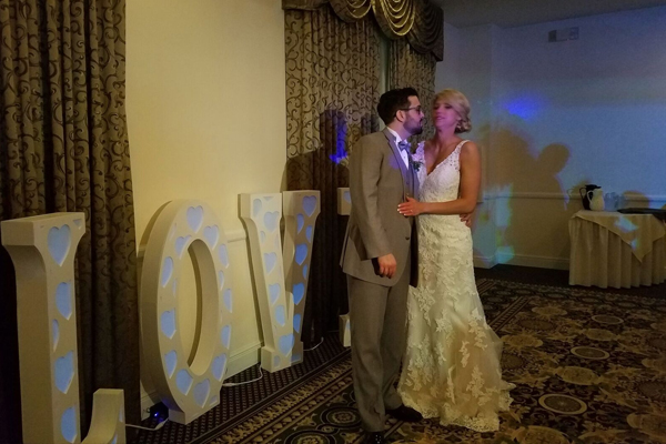 Light up LOVE letters at wedding